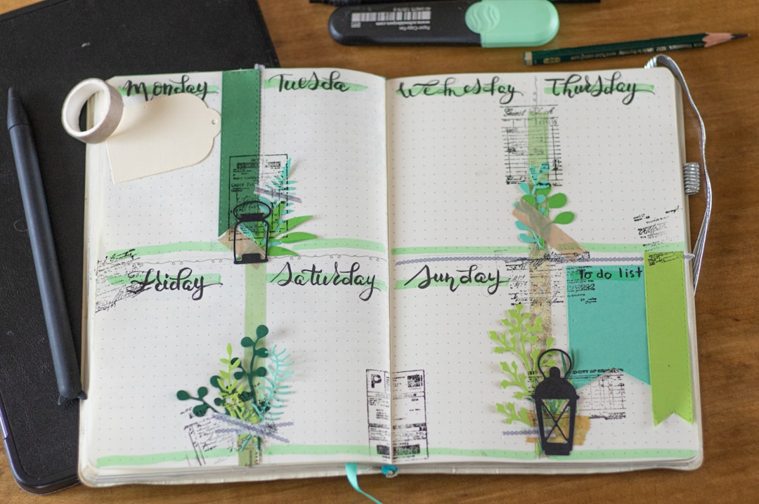 Planner cover with icons illustrating a daily wellness routine